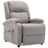 Massage Recliner Light Gray Fabric