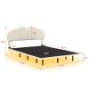 Queen Size Upholstery Platform Bed with PU Leather Headboard and Support Legs,Underbed LED Light,Beige