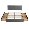 Queen Size Upholstery Platform Bed with Four Drawers on Two Sides, Adjustable Headboard, Grey(Old SKU: WF291774EAA)
