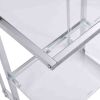 Silver Chrome Side Table, 2-Tier Acrylic Glass End Table for Living Room&Bedroom