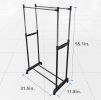 Rolling Clothes Rack on Wheels, Double Rod Portable Clothing Hanging Garment Rack Rolling Clothes Organizer on Lockable Wheels Mobile for Hanging Clot