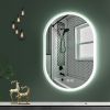 26X18 Inch Three-color Smart Bathroom Mirror with Light, Frameless Oval Smart Vanity Mirror Hanging Vertically