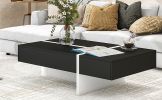 ON-TREND Contemporary Rectangle Design Living Room Furniture, Modern High Gloss Surface Cocktail Table, Center Table for Sofa or Upholstered Chairs, 4