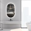 26X18 Inch Three-color Smart Bathroom Mirror with Light, Frameless Oval Smart Vanity Mirror Hanging Vertically