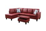 Red Semi PU Synthetic Leather Sofa Living Room Sofa