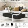 ON-TREND Contemporary Rectangle Design Living Room Furniture, Modern High Gloss Surface Cocktail Table, Center Table for Sofa or Upholstered Chairs, 4