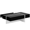 ON-TREND Contemporary Rectangle Design Living Room Furniture, Modern High Gloss Surface Cocktail Table, Center Table for Sofa or Upholstered Chairs, 4