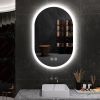 26X18 Inch Three-color Smart Bathroom Mirror with Light, Frameless Oval Smart Vanity Mirror Hanging Vertically