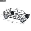 Metal Twin Size Car-shaped Platform Bed with Wheels and Headlights Decoration, Black