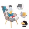 Accent Chair with Ottoman, Living Room Chair and Ottoman Set, Comfy Side Armchair for Bedroom, Creative Splicing Cloth Surface