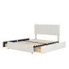 Full Size Upholstery Platform Bed with Four Drawers on Two Sides, Adjustable Headboard, Beige(Old SKU: WF291773AAA)