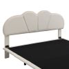 Queen Size Upholstery Platform Bed with PU Leather Headboard and Support Legs,Underbed LED Light,Beige