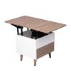 Modern Multi-functional Coffee Table Extendable with Storage & Lift Top in Walnut