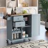 K&K Store Kitchen Cart with Spice Rack ,Towel Rack & Two Drawers,Rubber wood top,Kitchen Island with 4 Wheels for Dining Rooms Kitchens Living Rooms,