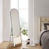 Floor Standing Mirror, Wall Mirror with Stand Aluminum Alloy Thin Frame,16''*59'',Black