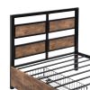 Twin Size Metal Platform Bed with MDF Headboard and Footboard,Two Storage Drawers and Rotatable TV Stand,Black