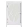 FCH 38*33*60cm Density Board Spray Paint Smoked Mirror Single Door Carved Bedside Table White