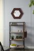 18.5" x 18.5" Hexagon Mirror with Solid Wood Frame, Wall Decor for Living Room Bathroom Hallway, Dark Brown