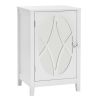 FCH 38*33*60cm Density Board Spray Paint Smoked Mirror Single Door Carved Bedside Table White