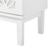 FCH 45*30*60cm MDF Spray Paint, Smoked Mirror, Two-Drawn Carving, Bedside Table, White