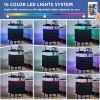 LED Nightstand LED Bedside Table End Tables Living Room with 4 Acrylic Columns, Bedside Table with Drawers for Bedroom Black