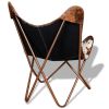 Butterfly Chair Brown and White Real Cowhide Leather