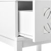 FCH 40*35*56cm Density Board Spray Paint Smoked Mirror Single Carved Bedside Table White