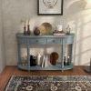 52" Retro Console Table with 2 Drawers and Open Shelf Entryway Sofa Table