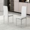 White 4-piece set of PVC leather chairs with electroplated metal legs. Armless high back dining chairs and office chairs. Suitable for restaurants, li