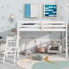 Twin Loft Bed with Platform, ladder,White