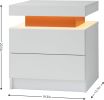 Nightstand LED Bedside Table Cabinet Lights Modern End Side with 2 Drawers for Bedroom (White Red)