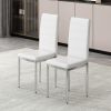 White 4-piece set of PVC leather chairs with electroplated metal legs. Armless high back dining chairs and office chairs. Suitable for restaurants, li