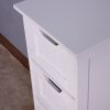 White Bathroom Storage Cabinet; Freestanding Cabinet with Drawers