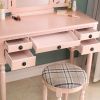 Dresser Three-Fold Square Mirror Drawers Roman Column Table/Stool Fluorescent Pink