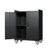 2 Door Tool Cabinets for Garage, Lockable Garage Storage Cabinet, Locking Metal Storage Cabinet with Wheels, Rolling Tool Chest, Assembly Required H34