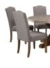 2pc Brown Finish Side Chair Beige Fabric Upholstered Seat Nailhead Trim Accent Dining Room Wooden Furniture