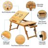 Bamboo Laptop Desk Breakfast Serving Bed Tray Foldable Leg Multi-Position Adjustable Tilt Surface Bed Lap Tray