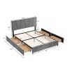 Queen Size Upholstery Platform Bed with Four Drawers on Two Sides, Adjustable Headboard, Grey(Old SKU: WF291774EAA)