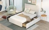 Full Size Upholstery Platform Bed with Four Drawers on Two Sides, Adjustable Headboard, Beige(Old SKU: WF291773AAA)