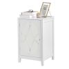 FCH 38*33*60cm Density Board Spray Paint Smoked Mirror Single Door Carved Bedside Table White