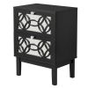 FCH 45*30*60cm MDF Spray Paint, Smoked Mirror, Two-Drawn Carving, Bedside Table, Black