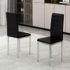 Black 4-piece set of PVC leather chairs with electroplated metal legs. Armless high back dining chairs and office chairs. Suitable for restaurants, li