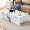 Modern MDF Coffee Table with Marble Pattern - 39.37x23.62x11.81 inches - Stylish and Durable Design