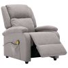 Massage Recliner Light Gray Fabric