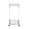 W82153573 Chrome Glass Side Table, Acrylic End Table, Glass Top C Shape Square Table with Metal Base for Living Room, Bedroom, Balcony Home and Office