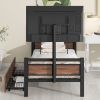 Twin Size Metal Platform Bed with MDF Headboard and Footboard,Two Storage Drawers and Rotatable TV Stand,Black