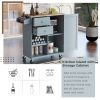 K&K Store Kitchen Cart with Spice Rack ,Towel Rack & Two Drawers,Rubber wood top,Kitchen Island with 4 Wheels for Dining Rooms Kitchens Living Rooms,