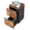 2-Drawer Rolling Wood File Cabinet with Lock, Brown & Black