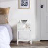 FCH 40*35*56cm Density Board Spray Paint Smoked Mirror Single Carved Bedside Table White