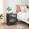 FCH 2pcs 45*30*60cm MDF Spray Paint, Smoked Mirror, Two-Drawn Carving, Bedside Table, Black